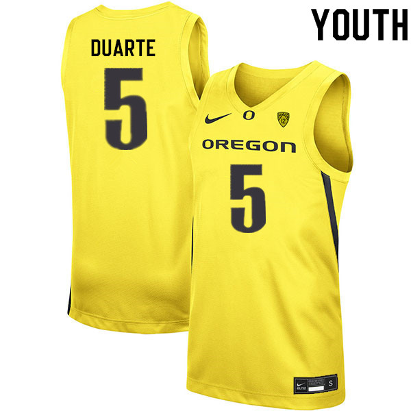 Youth #5 Chris Duarte Oregon Ducks College Basketball Jerseys Sale-Yellow - Click Image to Close